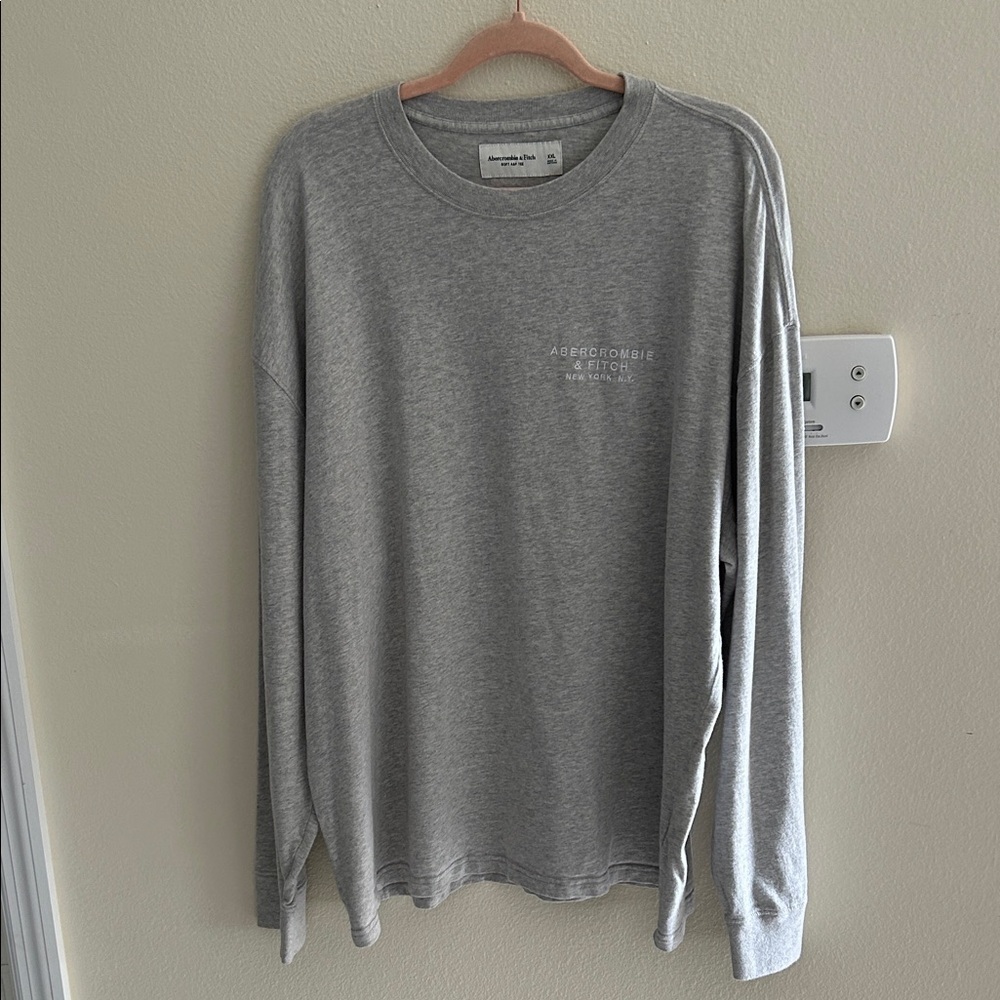 Abercrombie & Fitch soft A&F gray 100% cotton long sleeve lounge tee shirt XXL​​